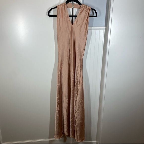 Show Me Your Mumu Jasmine Halter Midi Dress rose gold luxe‎ satin size xs formal - Picture 2 of 11